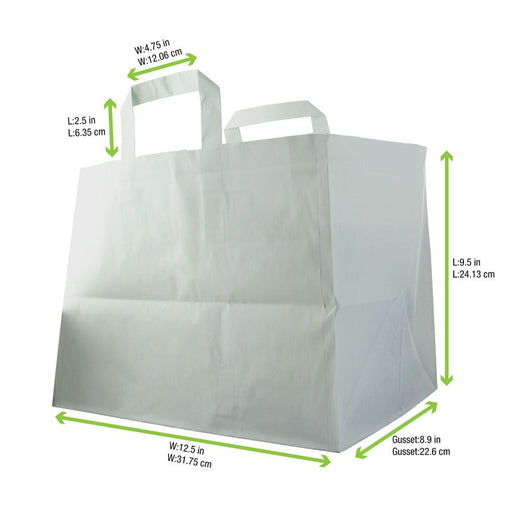 Shopper in carta bianca - 32 cm x 20 cm x 25 cm - 250 unità - dimensions