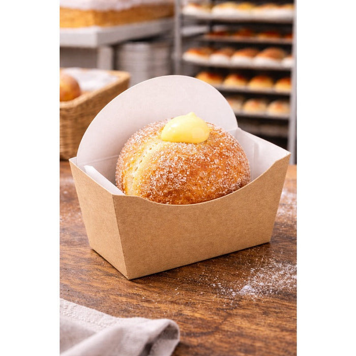 Confezione in cartone kraft per hamburger con interno bianco - 13,5 cm x 7,3 cm x 13 cm - 200 unità