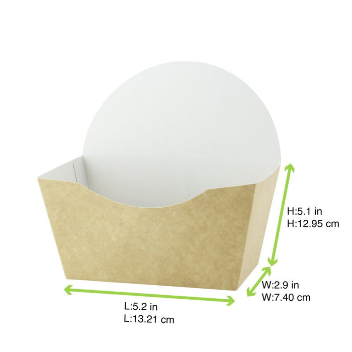 Confezione in cartone kraft per hamburger con interno bianco - 13,5 cm x 7,3 cm x 13 cm - 200 unità - dimensions