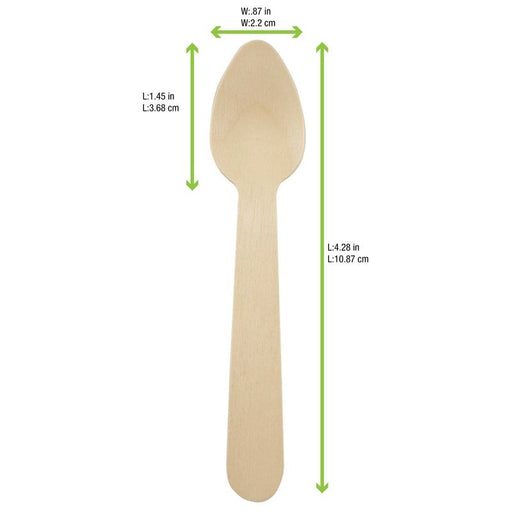 Cucchiaino da caffè in legno con imballo in carta kraft - 11 cm - 500 unità - dimensions