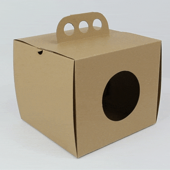 Scatola da asporto in cartone kraft marrone "Coup de poing" - 17,6 cm x 17,6 cm x 15 cm - 100 unità