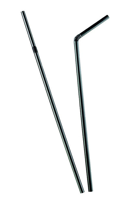 Cannuccia pieghevole in plastica PP nera - Ø 0,5 cm - H 24 cm - 10000 unità