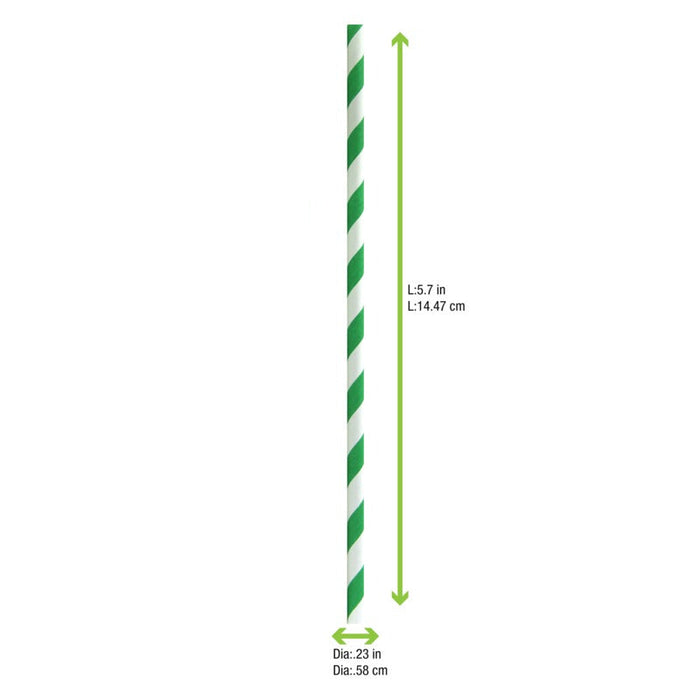Cannuccia da cocktail in carta verde/bianca - Ø 0,6 cm - H 14,5 cm - 3000 unità - dimensions
