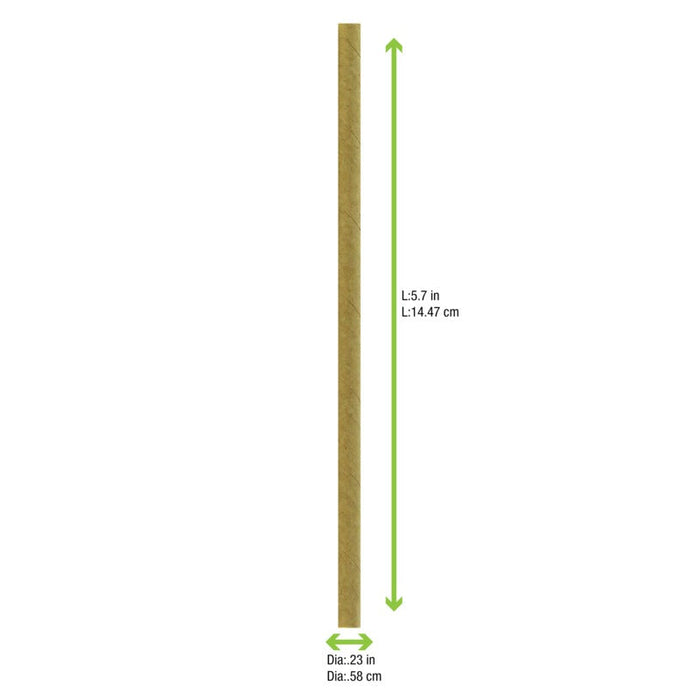 Cannuccia da cocktail in carta kraft - Ø 0,6 cm - H 14,5 cm - 3000 unità - dimensions