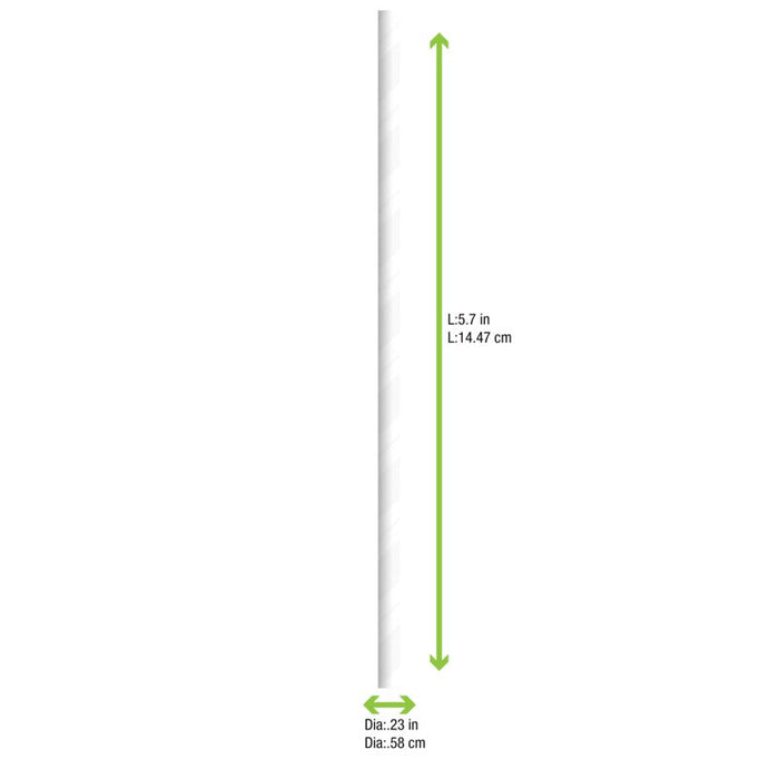 Cannuccia da cocktail in carta bianca - Ø 0,6 cm - H 14,5 cm - 3000 unità - dimensions