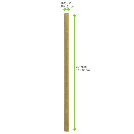 Cannuccia in carta kraft imbustata singolarmente - Ø 0,6 cm - H 19,7 cm - 3000 unità - dimensions