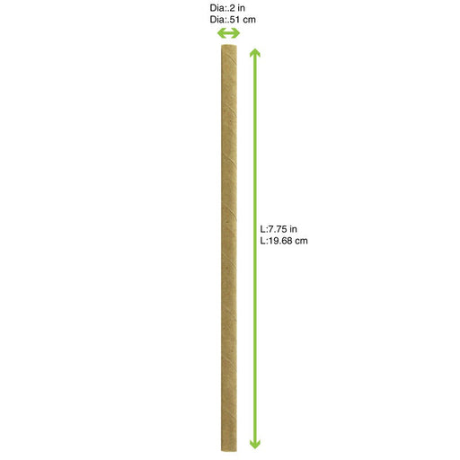 Cannuccia in carta kraft - Ø 0,6 cm - H 19,7 cm - 3000 unità - dimensions