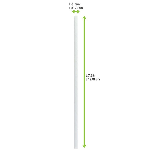 Cannuccia per smoothie in carta bianca - Ø 0,8 cm - H 19,7 cm - 3000 unità - dimensions