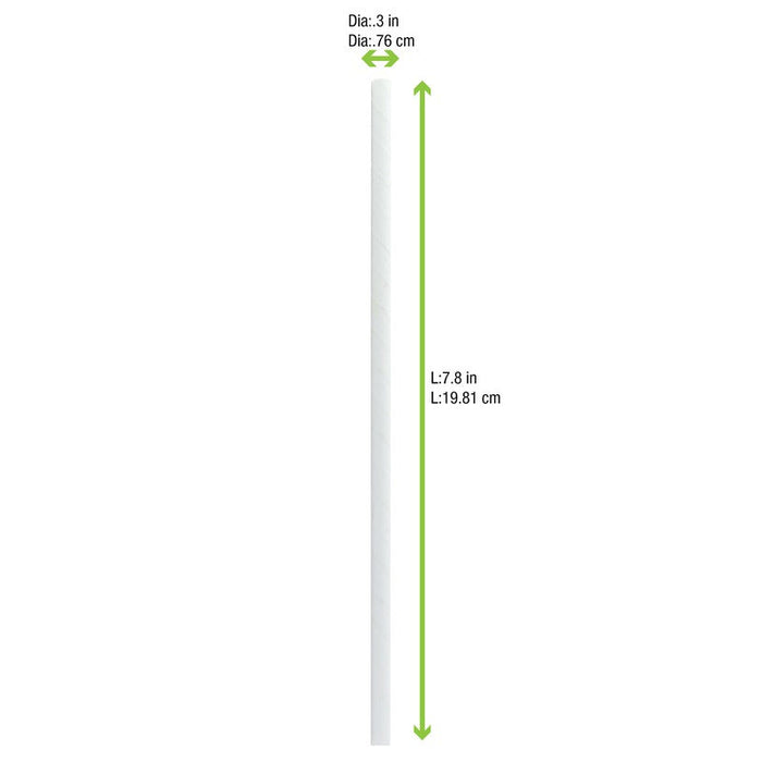 Cannuccia per smoothie in carta bianca - Ø 0,8 cm - H 19,7 cm - 3000 unità - dimensions