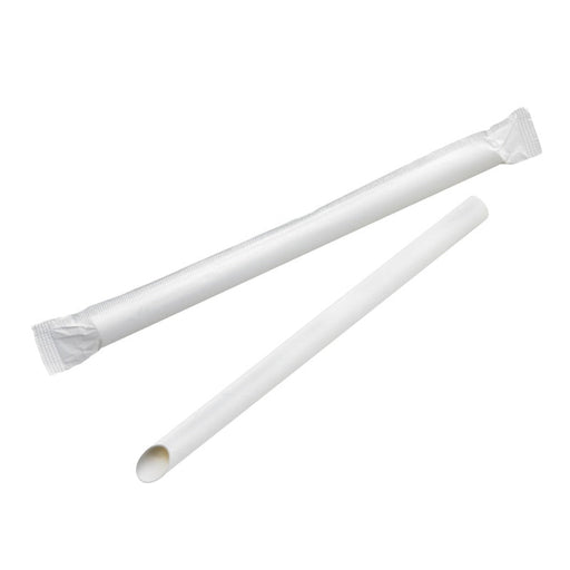 Cannuccia a punta bianca per Bubble tea - imbustato singolarmente - Ø 1,2 cm - H 20 cm - 3000 unità