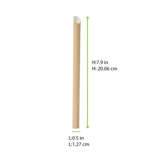 Cannuccia a punta in kraft per Bubble tea - Ø 1,2 cm - H 20 cm - 3000 unità - dimensions