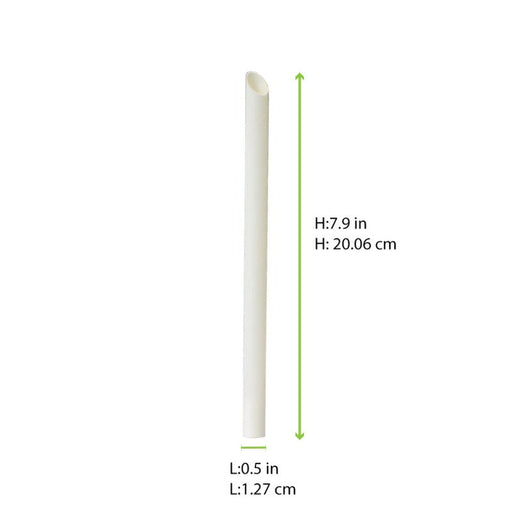 Cannuccia a punta bianca per Bubble tea - Ø 1,2 cm - H 20 cm - 3000 unità - dimensions
