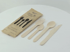 Kit posate in legno 5 / 1: coltello forchetta cucchiaino e cucchiaio tovagliolo, imballo kraft - 16,5 cm - 250 unità