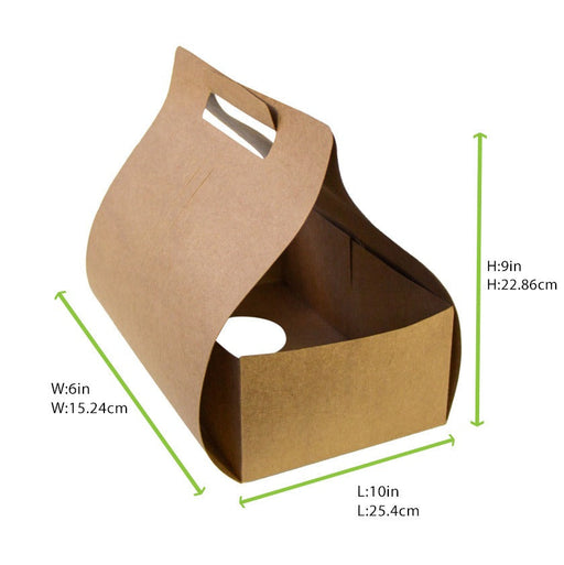 Portabicchieri in kraft + porta cannucce - 2 scomparti - 25,4 cm x 15,2 cm x 22,8 cm - 200 unità - dimensions