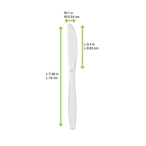 Coltello in plastica PS trasparente "Majesty" - 19,2 cm - 1000 unità - dimensions