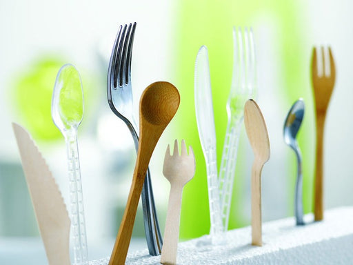 Kit posate in plastica PS trasparente "Majesty" 4 in 1: coltello forchetta cucchiaio tovagliolo - 19,2 cm - 250 unità - dimensions