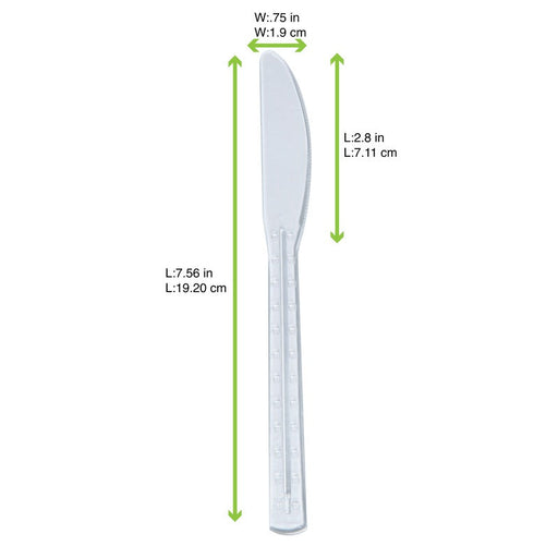 Coltello in plastica PS trasparente «Firstclass» - 19,2 cm - 500 unità - dimensions