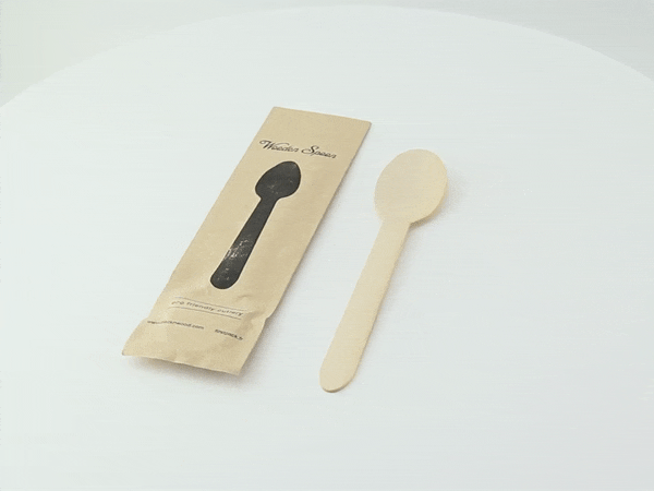 Cucchiaio in legno con imballo in carta kraft - 15,8 cm - 500 unità