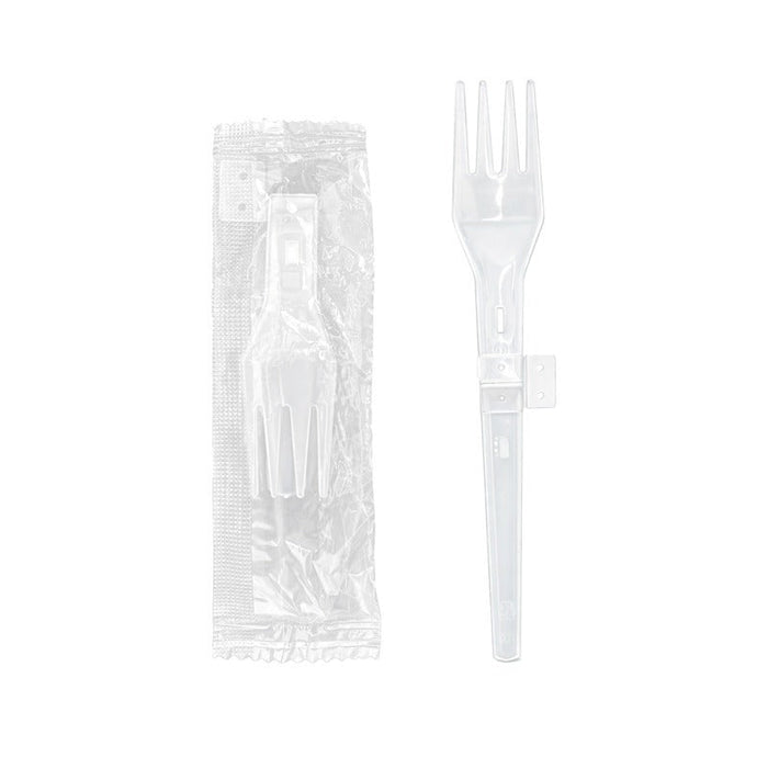 Forchetta in plastica PP pieghevole traslucida imbustata - 13,5 cm - 1000 unità