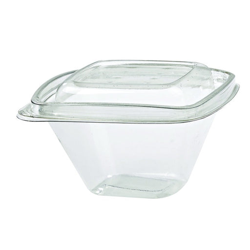 Contenitore "Deli" quadrato in PET trasparente con coperchio - 375 ml - 12,8 cm x 12,8 cm x 7 cm - 100 unità