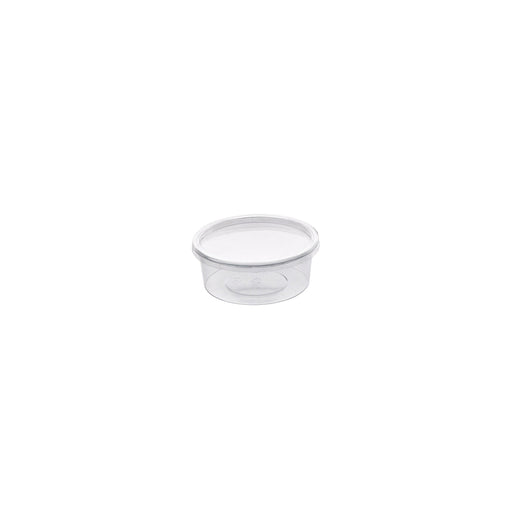 Contenitore "Deli" rotondo in PET trasparente con coperchio a incastro - 200 ml - Ø 10 cm - H 3,8 cm - 500 unità