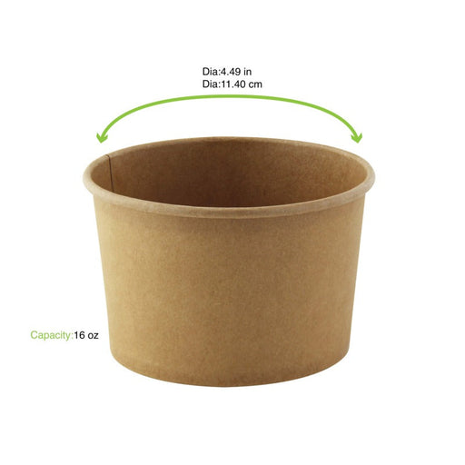 Contenitore "Deli" rotondo in cartone kraft - 480 ml - Ø 11,4 cm - H 7,2 cm - 500 unità - dimensions