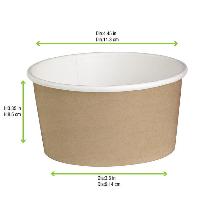 Contenitore "Deli" rotondo in cartone kraft - 600 ml - Ø 11,5 cm - H 8,7 cm - 500 unità - dimensions