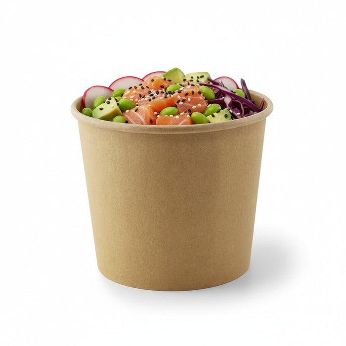 Contenitore "Deli" rotondo in cartone kraft - 700 ml - Ø 11,4 cm - H 9,8 cm - 500 unità