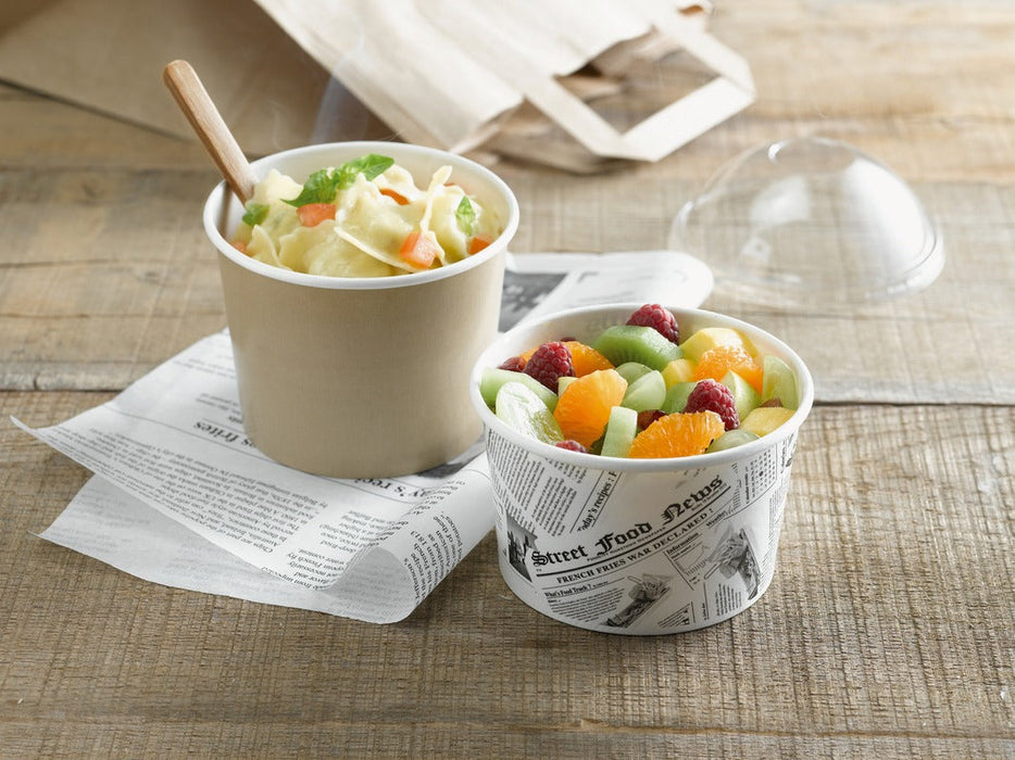 Contenitore "Deli" rotondo in cartone kraft - 700 ml - Ø 11,4 cm - H 9,8 cm - 500 unità