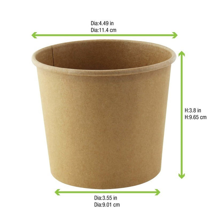 Contenitore "Deli" rotondo in cartone kraft - 700 ml - Ø 11,4 cm - H 9,8 cm - 500 unità - dimensions
