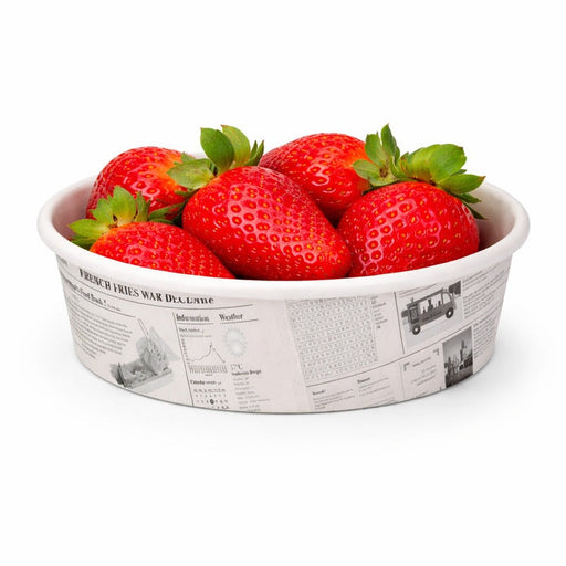 Contenitore "Deli" rotondo in cartone con decoro Giornale - 360 ml - Ø 11,4 cm - H 5,4 cm - 500 unità