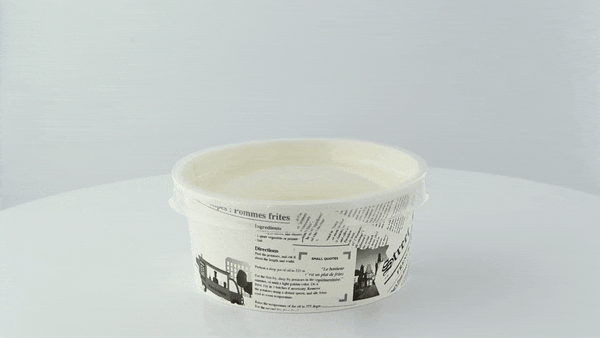 Contenitore "Deli" rotondo in cartone con decoro Giornale - 360 ml - Ø 11,4 cm - H 5,4 cm - 500 unità