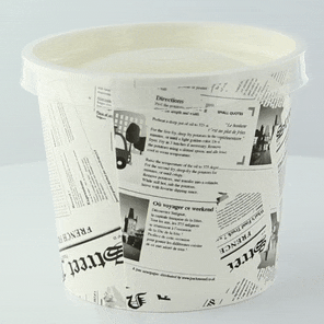 Contenitore "Deli" rotondo in cartone con decoro Giornale - 600 ml - Ø 11,4 cm - H 8,7 cm - 500 unità