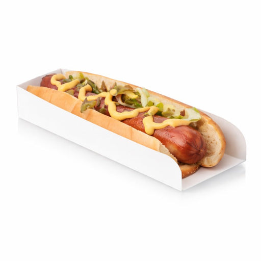 Supporto per hot dog in cartone bianco - 25 cm x 5,5 cm x 3,5 cm - 1000 unità