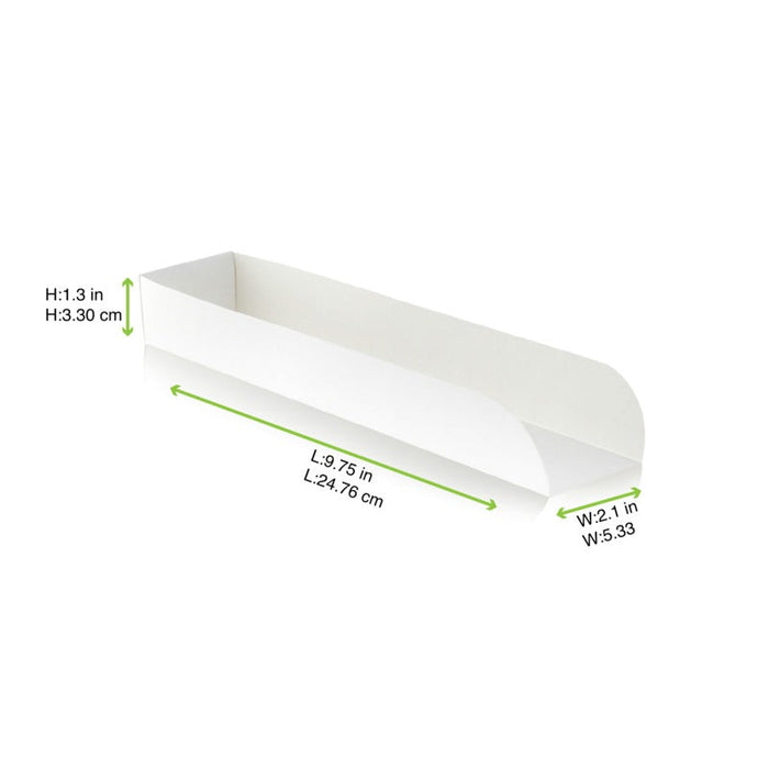 Supporto per hot dog in cartone bianco - 25 cm x 5,5 cm x 3,5 cm - 1000 unità - dimensions
