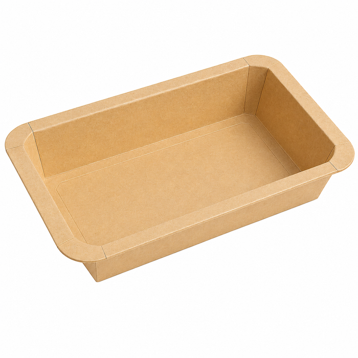 Vaschetta termosigillabile gastronorm 1/3 in cartone marrone con film CPET - 1890 ml - 32,5 cm x 17,2 cm x 4,8 cm - 200 unità