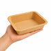Vaschetta termosigillabile gastronorm 1/8 in cartone marrone con film CPET - 450 ml - 16 cm x 13 cm x 3,6 cm - 300 unità