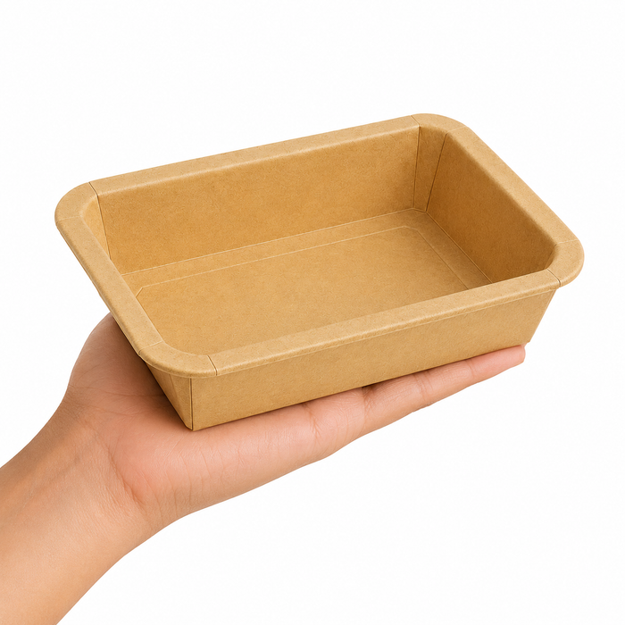 Vaschetta termosigillabile gastronorm 1/8 in cartone marrone - 520 ml - 16 cm x 13 cm x 4,5 cm - 300 unità