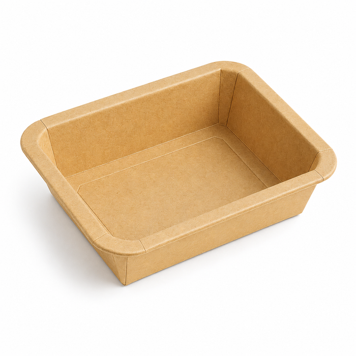 Vaschetta termosigillabile gastronorm 1/8 in cartone marrone - 520 ml - 16 cm x 13 cm x 4,5 cm - 300 unità