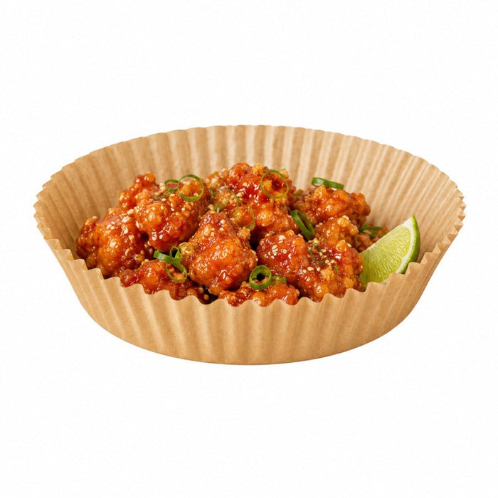 Cestino per frittura rotondo senza fori in carta kraft 40 g/m² - Ø 16 cm - H 4,5 cm - 2400 unità