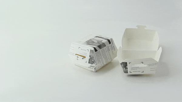 Scatola per hamburger in cartone bianco con decoro Giornale - 7,5 cm x 7,5 cm x 5 cm - 500 unità