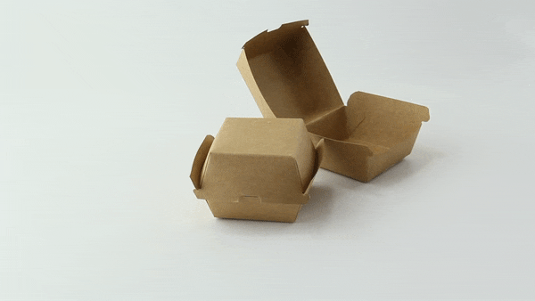 Scatola per hamburger in cartone kraft marrone - 7,5 cm x 7,5 cm x 5 cm - 500 unità