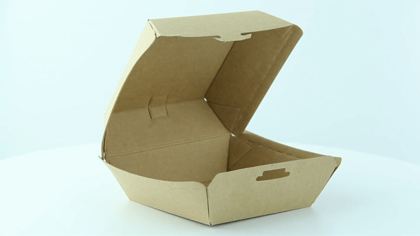 Scatola per hamburger in cartone kraft marrone microonda - 13,5 cm x 12,5 cm x 6,5 cm - 500 unità