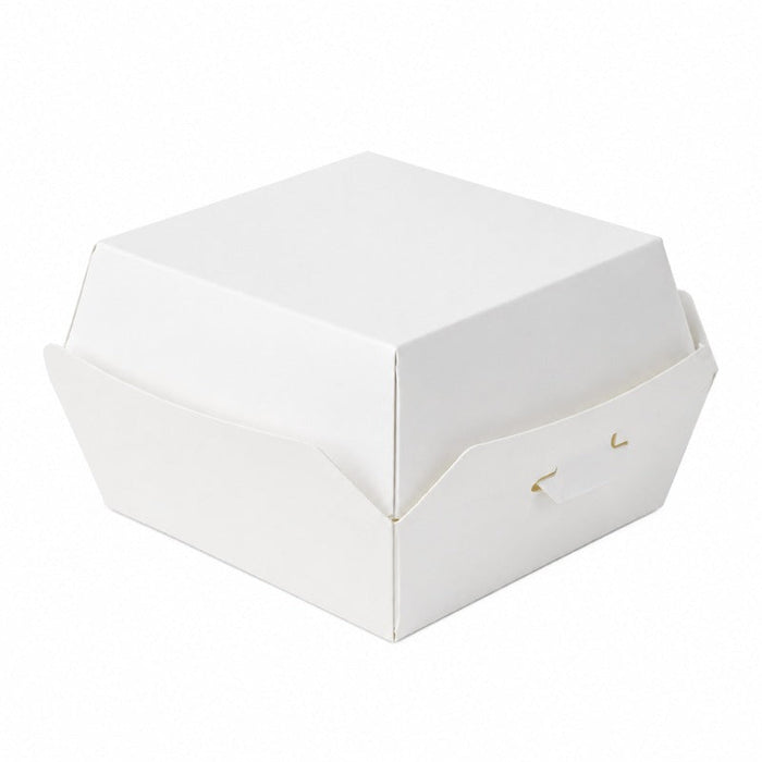Mini scatola per hamburger in cartone bianco - 9,8 cm x 9,5 cm x 5 cm - 450 unità