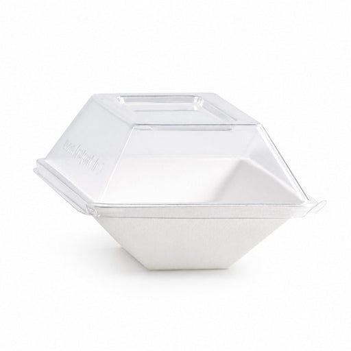 Piatto rettangolare bianco in polpa di cellulosa "Eco-Design" - 150 ml - 13 cm x 8,5 cm - 500 unità