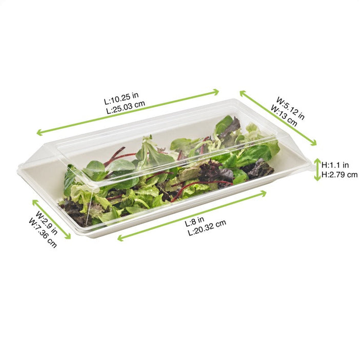 Piatto rettangolare bianco in polpa di cellulosa "Eco-Design" - 500 ml - 26 cm x 13 cm - 500 unità - dimensions
