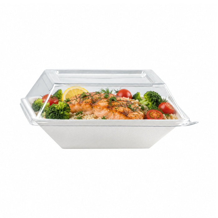 Coperchio in PET trasparente - 13,2 cm x 13,2 cm x 3,1 cm - Compatibile con 210ECOD1314 - 100 unità