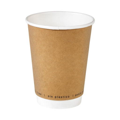 Bicchiere in cartone a doppia parete kraft senza plastica - 350 ml - Ø 9 cm - H 11 cm - 500 unità