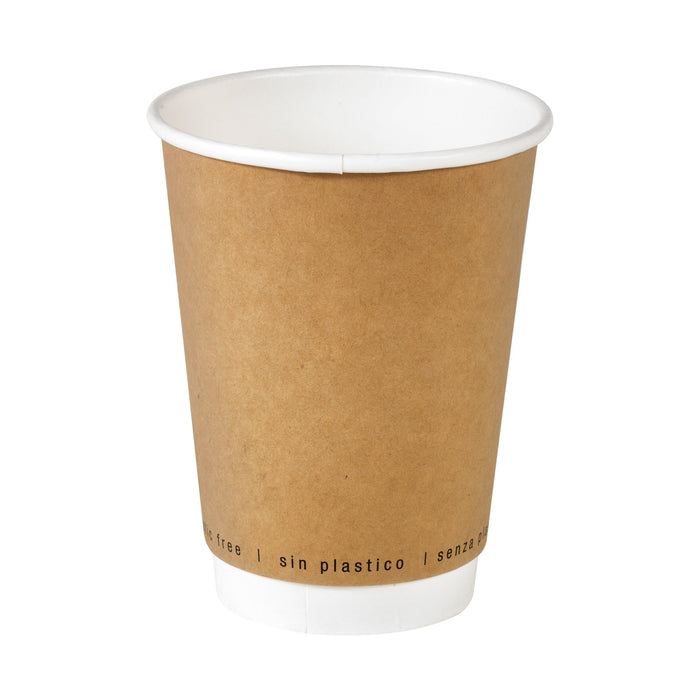 Bicchiere in cartone a doppia parete kraft senza plastica - 350 ml - Ø 9 cm - H 11 cm - 500 unità