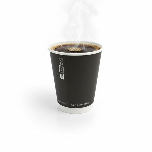Bicchiere in cartone a doppia parete nero senza plastica - 350 ml - Ø 9 cm - H 11 cm - 500 unità